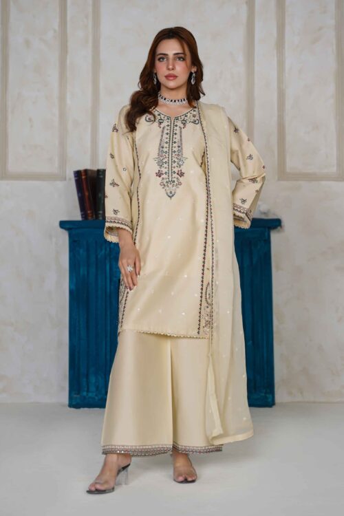 Ivory Elegance STITCHED 3PC EMBROIDERED  LAWN SUIT